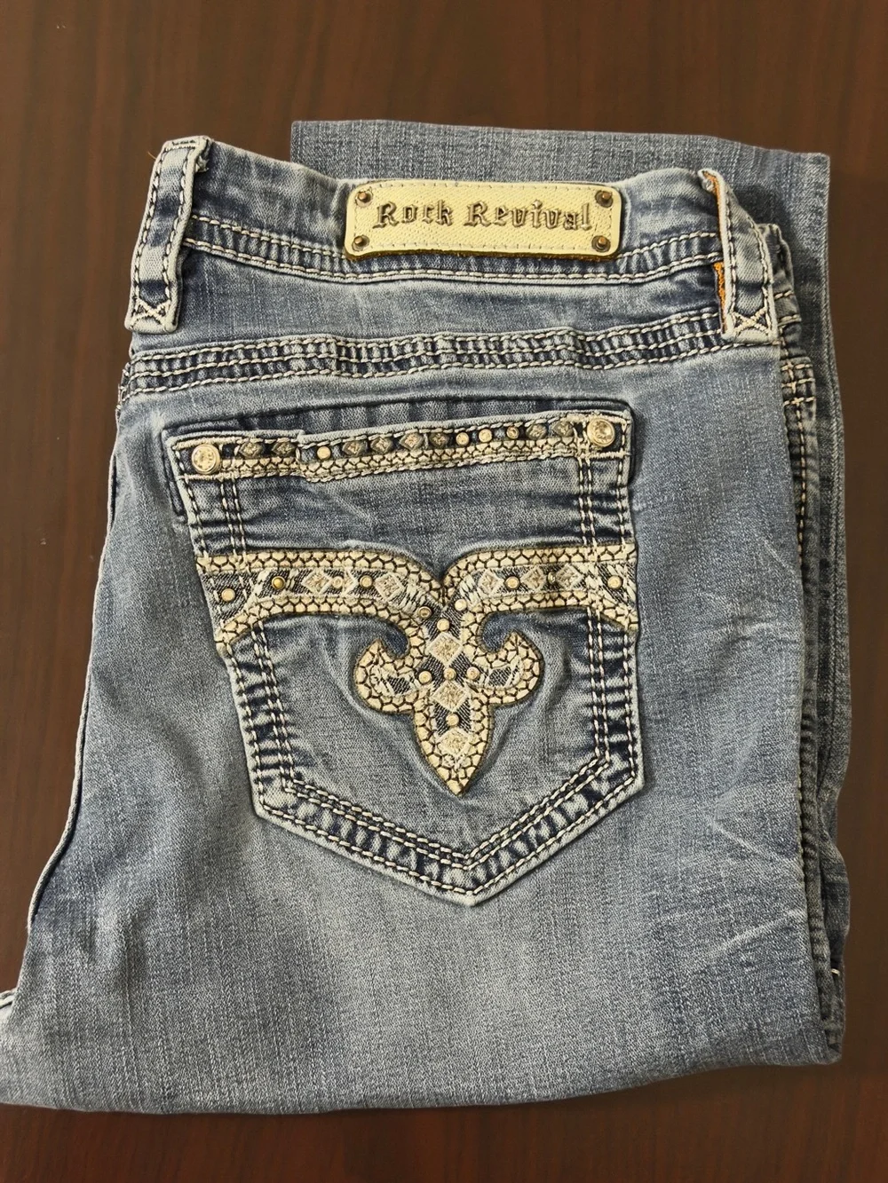 Rock Revival Jean Easy BootCut Retro City Luxury Haines Women EUC Size 36